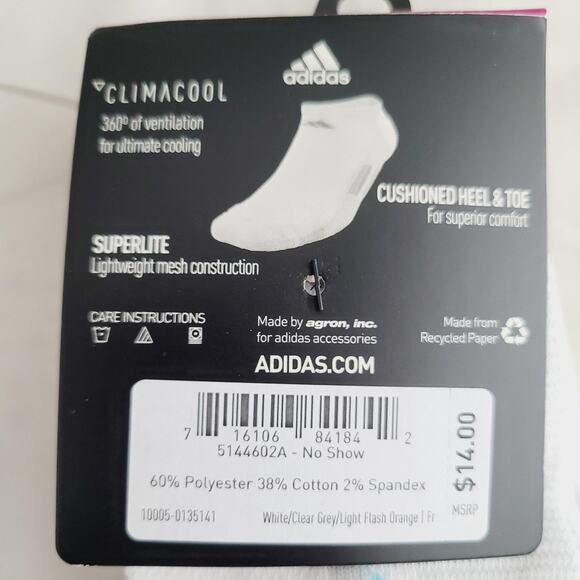 Adidas Superlite Socks Womens 5-10 9 Pair No Show Climalite Climacool Ankle - Picture 6 of 6